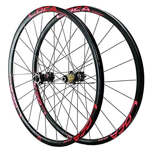 Mountain Bike Wheel : ZCXBHD Bike Wheelset 26 / 27.5 / 29 in Ultralight Aluminum Alloy MTB Rim Disc Brake Front and Rear Wheel 24 Holes Thru Axle for 8 / 9 / 10 / 11 / 12 Speed (Color : Red-1, Size : 26in)