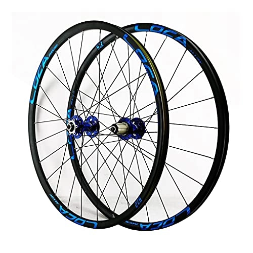 Mountain Bike Wheel : ZCXBHD Double Wall Bike Wheelset for 26 / 27.5 / 29 Inch MTB Rim Disc Brake Quick Release Mountain Bike Wheels 24H 7 8 9 10 11 12 Speed (Color : Blue, Size : 27.5in)