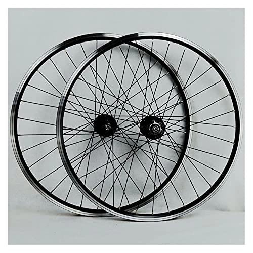 Mountain Bike Wheel : ZCXBHD Double Wall DH19 Aluminum Alloy Bike Wheelset 26 / 29 Inch MTB Rim V / Disc Brake Quick Release Mountain Bike Wheels 32 Holes 7 8 9 10 11 Speed (Color : Black, Size : 26in)