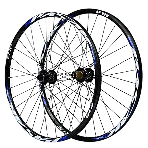 Mountain Bike Wheel : ZCXBHD Mountain Bicycle Wheelset Barrel Shaft 26 / 27.5 / 29 Inch Bike Wheel (Front + Rear) Quick Release Disc Brake Double Wall MTB Rim 7-11 Speed Cassette (Color : Blue, Size : 29in)