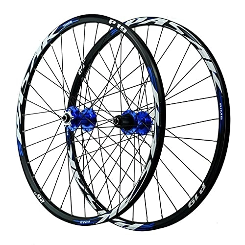 Mountain Bike Wheel : ZCXBHD Mountain Bike Front & Rear Wheelset 26 / 27.5 / 29 inch Double Walled Aluminum Alloy MTB Rim Disc Brake Quick Release Bicycle Wheel 7 8 9 10 11 12 Speed (Color : Blue, Size : 27.5in)