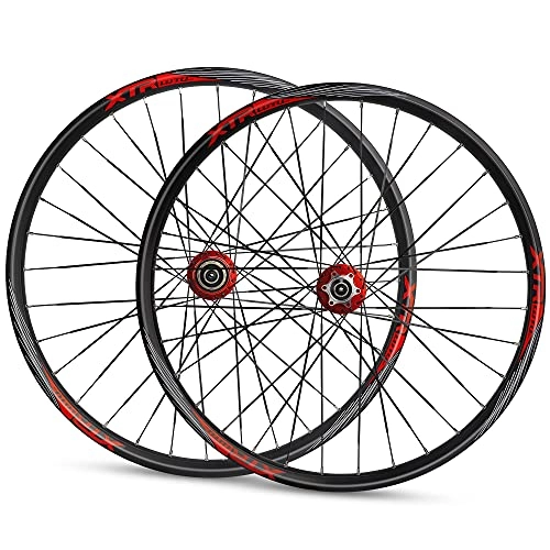 Mountain Bike Wheel : ZCXBHD Mountain Bike Wheelset 26" / 27.5" / 29" Aluminum Alloy Hub MTB Wheels Front 2 Rear 5 Sealed Bearings Disc Brakes Quick Release Alloy Rim with Rivets 8 9 10 11 Speed 32H (Size : 26 in)