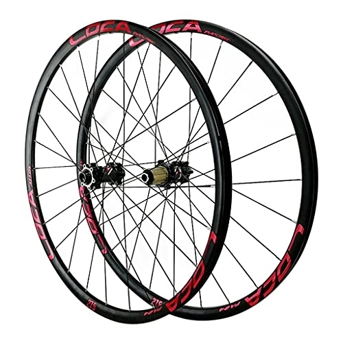 Mountain Bike Wheel : ZCXBHD Mountain Bike Wheelset for 26 / 27.5 / 29 in Light-Alloy MTB Rim Disc Brake Front & Rear Wheel Thru Axle 24 Holes 8 / 9 / 10 / 11 / 12 Speed Flywheel (Color : Red-2, Size : 29in)