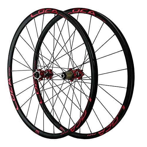 Mountain Bike Wheel : ZCXBHD MTB Bicycle Wheelset 26 / 27.5 / 29 in for Mountain Bike Ultralight Alloy Rim Disc Brake for 8 9 10 11 12 Speed Card Hub Sealed Bearing Thru Axle 24 Holes (Color : Red-2, Size : 26in)