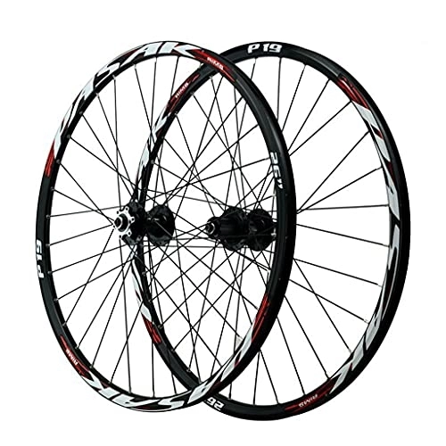 Mountain Bike Wheel : ZCXBHD MTB Bicycle Wheelset 26 / 27.5 / 29 Inch Mountain Bike Wheel Double Layer Alloy Rim Sealed Bearing 7-12 Speed Hub Disc Brake QR 32H (Color : Red, Size : 26in)
