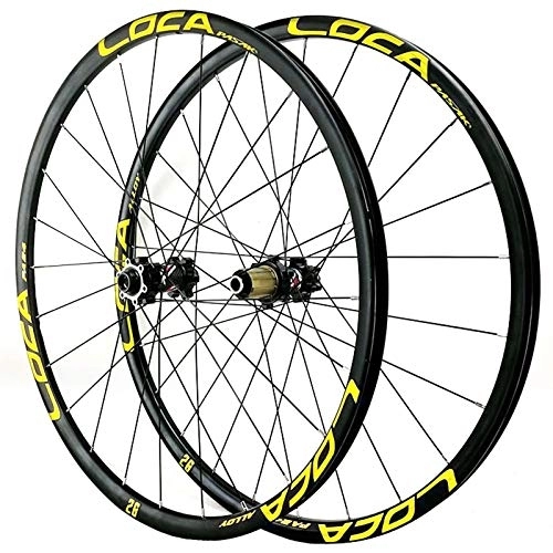 Mountain Bike Wheel : ZCXBHD MTB Bicycle Wheelset barrel shaft 26 / 27.5 / 29in 24-hole 8-12 Speed Mountain Bike Wheels Rim Disc Brake Front & Rear Wheel Thru axle (Color : Gold, Size : 27.5in)