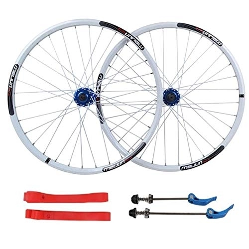 Mountain Bike Wheel : ZCXBHD Mtb Disc Brake Wheelset 26 Inch Bicycle Front Rear Wheel Double Wall Aluminum Alloy 7 / 8 / 9 / 10 Speed Cassette Quick Release 32 Hole (Color : White, Size : 26inch)