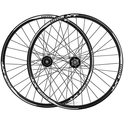 Mountain Bike Wheel : ZCXBHD MTB Mountain Bike Wheelset 26 27.5 29in Disc Brake Quick Release 8 9 10 11 Speed Double Wall Aluminum Alloy Rim 32 Holes (Color : Black, Size : 26in)