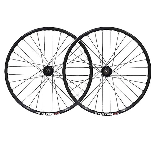 Mountain Bike Wheel : ZCXBHD Mtb Wheels 26inch Mountain Bike Wheelset Disc Brake Aluminum Alloy Double Wall Rim Quick Release 7 8 9 Speed 32 Holes (Color : Black hub)