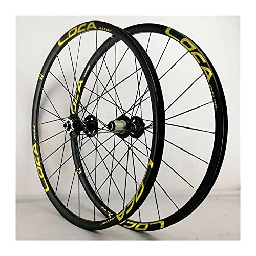 Mountain Bike Wheel : ZCXBHD MTB Wheelset 26 / 27.5 / 29" Aluminum Alloy Rim Disc Brake 24H Quick Release fit 8 9 10 11 12 Speed Cassette Bicycle Wheelset (Color : Yellow, Size : 27.5in)