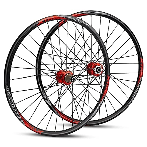 Mountain Bike Wheel : ZCXBHD MTB Wheelset 26 / 27.5 / 29in 120 Ring Bicycle Wheel Aluminum Alloy Hub Quick Release Disc Brake Rim Height 21mm 8 9 10 11 Speed 32H 1998g (Color : Red, Size : 26in)