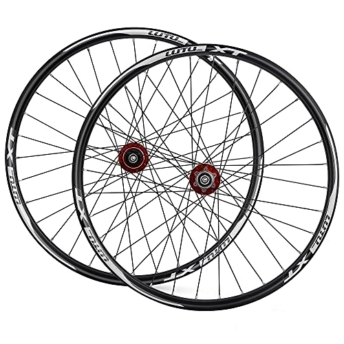 Mountain Bike Wheel : ZCXBHD MTB Wheelset 26 27.5 29in Aluminum Alloy Hub Disc Brake Sealed Bearings Quick Release 8 9 10 11 Speed Double Wall Super Light 32 Holes (Color : Red, Size : 26in)