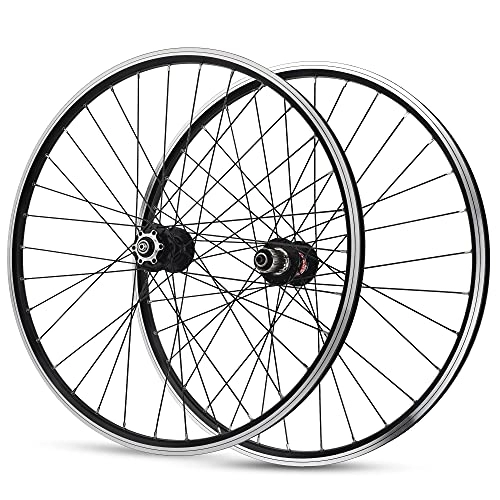 Mountain Bike Wheel : ZCXBHD MTB Wheelset 26 / 27.5 / 29in Aluminum Alloy Hub Disc / V Brake Quick Release 7 8 9 10 11 Speed Cassette Flywheel Double Wall 32 Holes (Color : Black, Size : 27.5in)