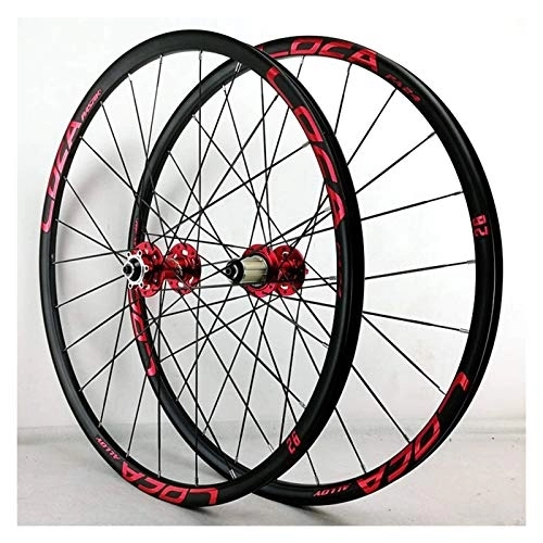 Mountain Bike Wheel : ZCXBHD MTB Wheelset 26 / 27.5in Ultralight Aluminum Alloy Disc / V Brake Quick Release Cycling Wheels 8 / 9 / 10 / 11 / 12 Speed (Color : Red, Size : 27.5in)