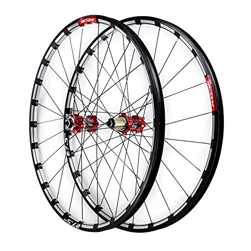 Mountain Bike Wheel : ZCXBHD MTB Wheelset 26 / 27.5inch Thru axle Mountain Bike Front + Rear Wheel Disc Brake Double Wall 7 / 8 / 9 / 10 / 11 / 12 Speed 24 Holes (Color : A, Size : 27.5in)