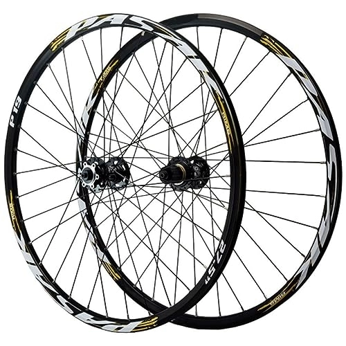 Mountain Bike Wheel : ZECHAO 24 Inch Bicycle Front And Rear Wheel, Aluminium Alloy Wheel Set 1.25-2.5in Tires Mountain Bike Wheel 7 8 9 10 11 12 Speed Cassette Wheelset (Color : Black hub, Size : 24inch)