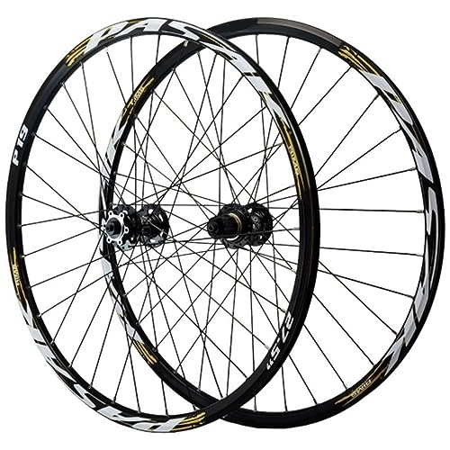 Mountain Bike Wheel : ZECHAO 24" Mountain Bike Wheel, Quick Release Bicycle Rim Disc Brake Front 2 Rear 4 Bearings 7 / 8 / 9 / 10 / 11 / 12 Speeds Bicycle Front and Rear Wheel Wheelset (Color : Gold, Size : 24inch)