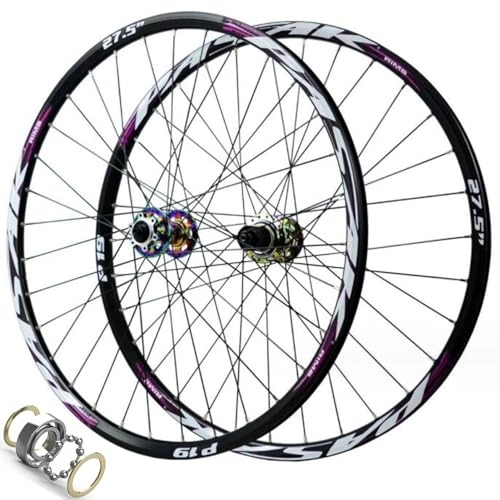 Mountain Bike Wheel : ZECHAO 24" Mountain Bike Wheels 26 27.5 29in, Double Wall Front 2 Rear 4 Bearings 32 Holes Six Nail Disc Brake for 1.25-2.5in Tires 2000g (Color : THRU AXLE, Size : 27.5inch)