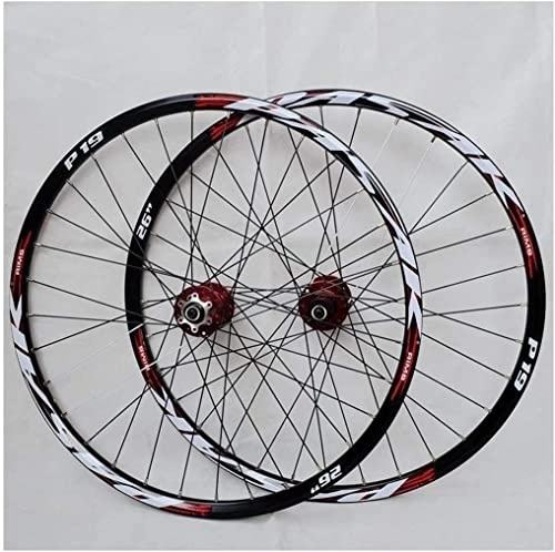 Mountain Bike Wheel : ZECHAO 26 / 27.5 / 29 Inch Mountain Bike Wheelset, Double Wall Rim Alloy Disc Brake Front 2 Rear 4 Bearings Cycling Wheels 7 / 8 / 9 / 10 / 11speed Wheelset (Color : Red, Size : 29INCH)