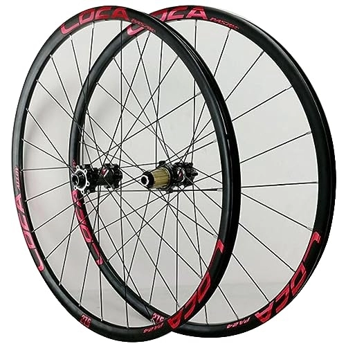 Mountain Bike Wheel : ZECHAO 26 / 27.5 / 29 Inch MTB Wheelset, 24 Holes Bike Hub Thru-Axle End Cap Disc Brake Aluminum Alloy Mountain Bike Wheels 1.25-2.5in Tires Wheelset (Color : Red, Size : 27.5inch)
