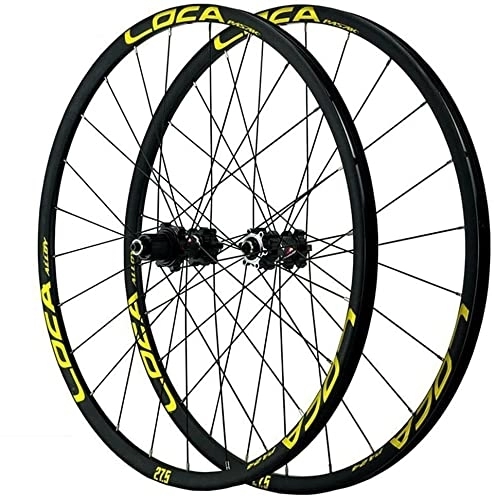 Mountain Bike Wheel : ZECHAO 26" / 27.5" / 29" Mountain Bike Wheelset Disc Brake Quick Release 24 Holes Bicycle Wheel 12-speed Micro-spline Flywheel Wheelset (Color : Gold, Size : 27.5inch)
