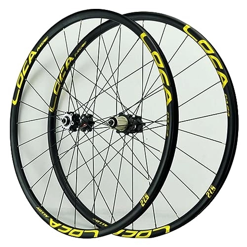 Mountain Bike Wheel : ZECHAO 26 27.5 29" MTB Wheelset, 24 Spokes Disc Wheels Sealed Bearing QR Bicycle Rims 8 9 10 11 12 Speed Cassette Mountain Bike Wheels Wheelset (Color : Black gold, Size : 29inch)