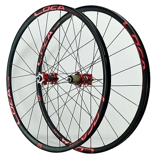 Mountain Bike Wheel : ZECHAO 26" 27.5 / 29in Mountain Bike Wheel, 24 Spokes Aluminium Alloy Wheel Set Sealed Bearing QR Bicycle Rims 4 Peilin For 8-12 Speed Cassette Wheelset (Color : Red, Size : 26inch)