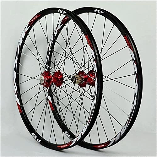 Mountain Bike Wheel : ZECHAO 26 / 27.5 / 29In Mountain Bike Wheelset, Double Walled Quick Release Disc Brakes 32H Bike Wheel Fit 7-11 Speed Cassette MTB Wheels Wheelset (Color : Red, Size : 27.5INCH)