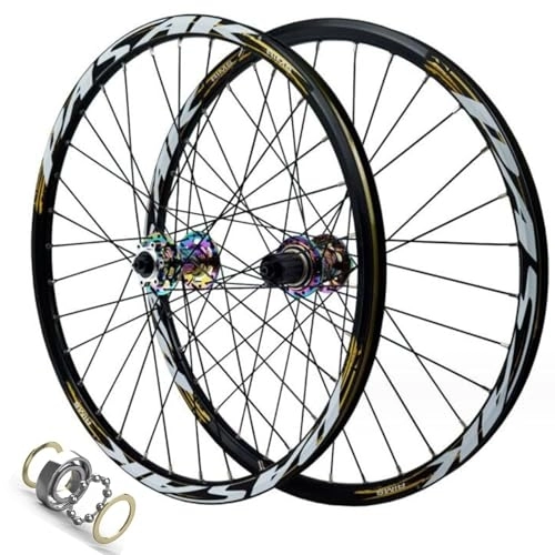 Mountain Bike Wheel : ZECHAO 26 / 27.5 / 29In MTB Wheelset, 24" Front and Rear Wheel Aluminum Alloy Mountain Bike Wheels 32H Double Wall Rims 7 / 8 / 9 / 10 / 11 / 12 Speed (Color : Quick release, Size : 27.5inch)