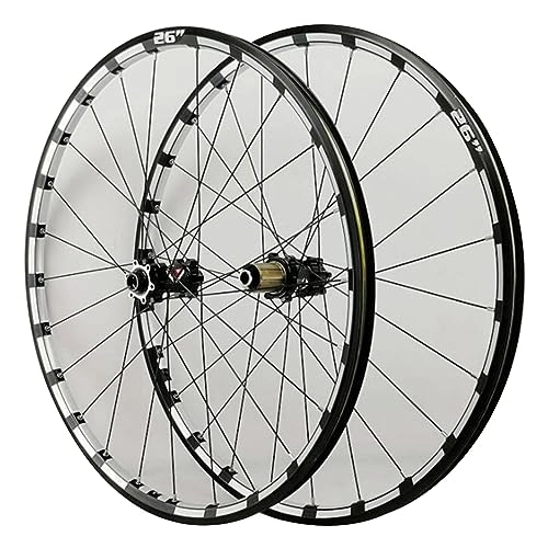 Mountain Bike Wheel : ZECHAO Bicycle Mountain Bike 26 27.5 29 Inch, CNC Double-layer Rivet Aluminum Ring Front 2 Rear 4 Bearings 24H Aluminium Alloy Wheel Set Wheelset (Color : Black, Size : 29inch)