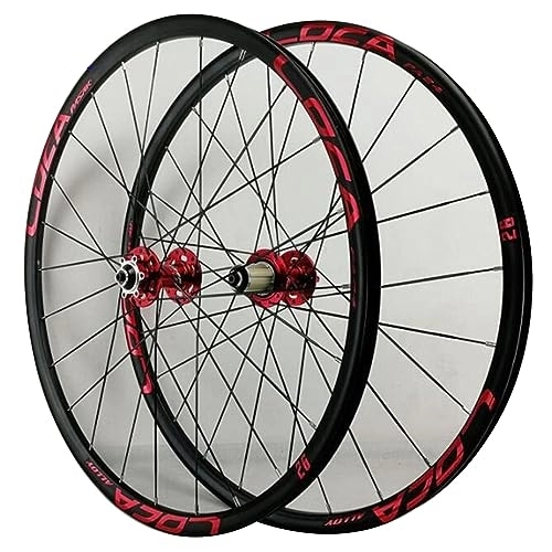 Mountain Bike Wheel : ZECHAO Bicycle Mountain Bike 26 27.5 29 Inch, Quick Release Aluminum Alloy 24 Holes 3.0MM Flat Spoke 12 Speed Ultra Light Bicycle Wheels Wheelset (Color : Red, Size : 26inch)