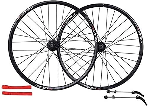 Mountain Bike Wheel : ZECHAO Bicycle Wheelset 26er, Double Wall Alloy Wheels Disc Brake Mountain Bike Wheel Set Quick Release American Valve 7 / 8 / 9 / 10 Speed Wheelset (Color : Black, Size : 26inch)