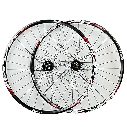 Mountain Bike Wheel : ZECHAO Disc Mountain Bike Wheels 26 27.5 29in, Double Wall Alloy Rims 32H Hub Thru-Axle / Quick Release Dual Purpose 7 / 8 / 9 / 10 / 11 Speed Wheelset (Color : Red, Size : 29inch)