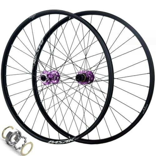 Mountain Bike Wheel : ZECHAO Mountain Bike Disc Brake Wheelset, 26" 27.5" 29" MTB Wheel Set Thru-Axle Front 15 * 110mm Rear 12 * 142mm Ultra Light Bike Rim 12 Speed (Color : Purple, Size : 26inch)