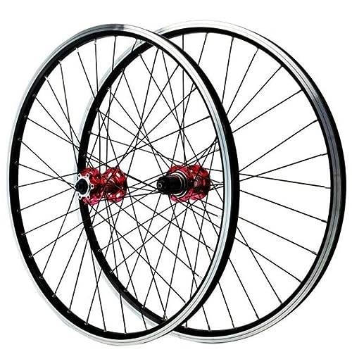 Mountain Bike Wheel : ZECHAO Mountain Bike Wheels, 26 / 27.5 / 29 Inch Aluminum Alloy Double-layer Rivet Rim CNC Brake Edge Front 2 Rear 4 Bearings Disc Brake Wheelset Wheelset (Color : Red, Size : 27.5inch)