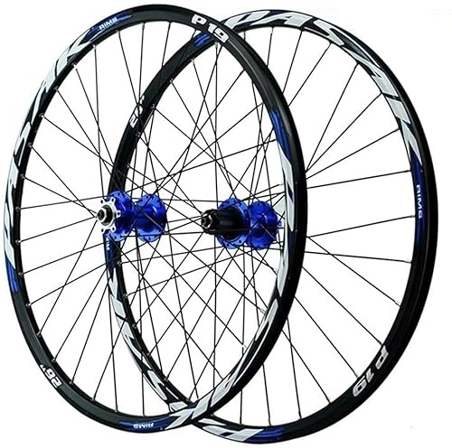 Mountain Bike Wheel : ZECHAO Mountain Bike Wheelset 26 / 27.5 / 29 Inch, Aluminum Alloy Rim 32H Disc Brake MTB Wheelset QR Front Rear Wheels 7-11 Speed Cassette Wheelset (Color : Blue, Size : 29 inch)