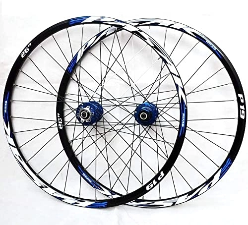 Mountain Bike Wheel : ZECHAO Mountain Bike Wheelset, 26 / 27.5 / 29Inch Double Walled Aluminum Alloy Rim Fast Release Disc Brake 32H 7-11 Speed Front Rear Wheels Wheelset (Color : Blue, Size : 29inch)