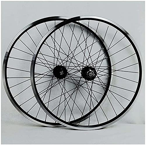 Mountain Bike Wheel : ZECHAO MTB Bike Wheelset Front Rear Mountain Cycling Wheels Double Wall Aluminum Alloy Disc / V-Brake 32 Hole Rim 7 / 8 / 9 / 10 Cassette Wheels Wheelset (Color : Black, Size : 27.5inch)