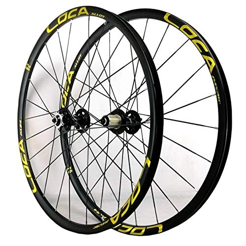 Mountain Bike Wheel : ZFF 26 / 27.5in Bicycle Wheelset Mountain Bike Wheels MTB Rim Disc Brake Ultralight Quick Release 8 / 9 / 10 / 11 / 12 Speed 24H (Color : Yellow, Size : 26in)