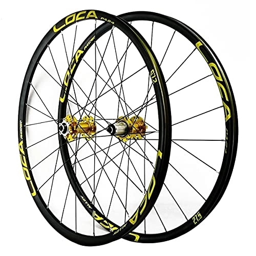Mountain Bike Wheel : ZFF MTB Wheelset 26 / 27.5 / 29, Front&Rear 100 / 135mm QR Bicycle Wheel Set, Aluminum Rim Mountain Bike Wheels Disc Brake Fit 7-11 Speed Cassette Freewheel (Color : Gold, Size : 29in)