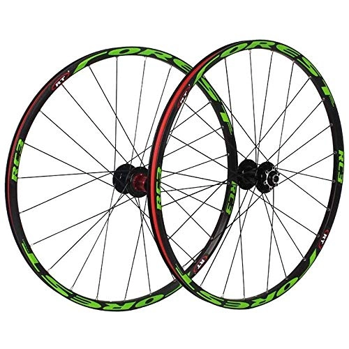 Mountain Bike Wheel : ZLYY MTB Bike Wheel 26 / 27.5 Inch Mountain Bike Wheels, Set Disc Rim Brake 8 9 10 11 Speed Sealed Bearings Hub Hybrid Bike Touring, Red, 26inch, Green, 27.5inch