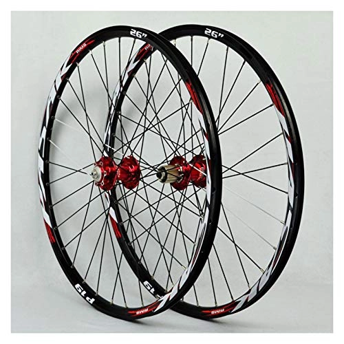 Mountain Bike Wheel : ZNND 26" / 27.5" / 29" Inch Mountain Bike Double Wall Wheelset Alloy Wheel Rim Quick Release Disc Brake 7 / 8 / 9 / 10 / 11 Speed 4 Palin Bearing Hub 32H (Color : E, Size : 26in)