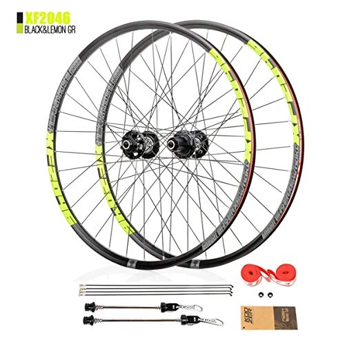 Mountain Bike Wheel : ZNND 26" 27.5" 29" Wheel MTB Mountain Bicycle Double Wall Wheelset Disc Brake Rim Sealed Bearings Hub for 26 / 27.5 / 29" X 1.7-2.4" Tire - Lemon Green (Size : 29")