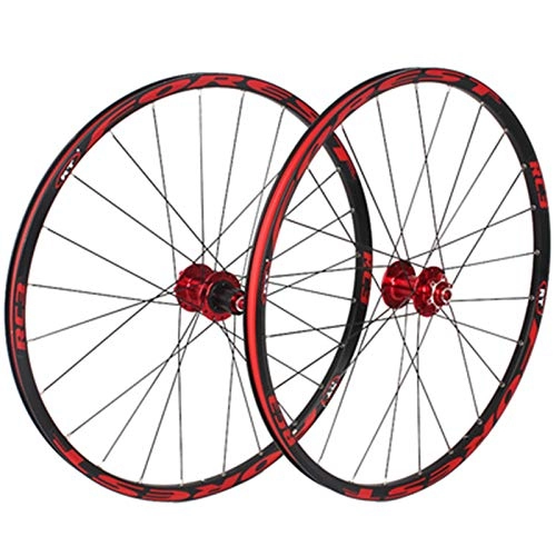 Mountain Bike Wheel : ZNND 26" / 27.5" Inch Mountain Bike Wheelset Disc Brake Bicycle Double Wall Alloy Rim MTB QR 7 8 9 10 11Speed Front 2 Rear 5 Palin 24H (Color : D, Size : 27.5in)