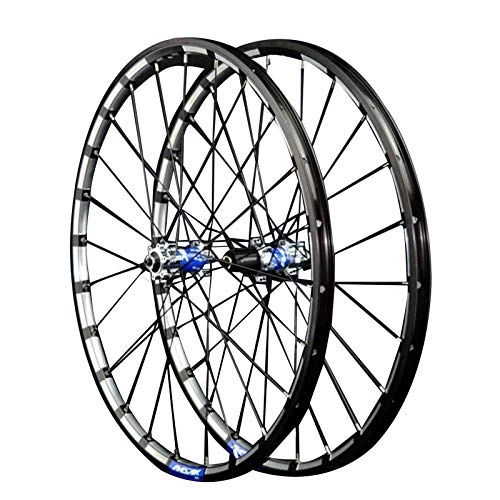 Mountain Bike Wheel : ZNND 26 / 27.5in Bike Wheelset, Double Wall 24 Holes Quick Release Mountain Bike MTB Rim Rear Wheel Bicycle (Color : Blue, Size : 26in)