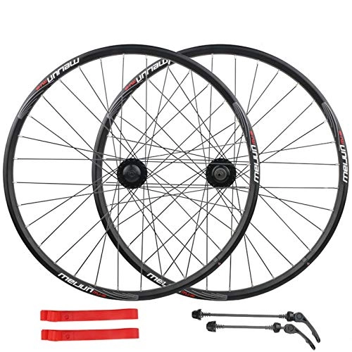 Mountain Bike Wheel : ZNND 26 Cycling Front & Rear Wheel Bick Wheelset Mountain Double Layer Alloy Rim Disc Brake Quick Release 7 / 8 / 9 / 10 / 11 / 12 Speed Cassette Hub (Color : Black)