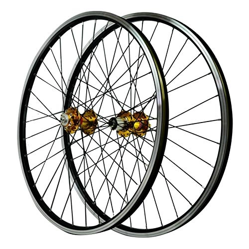 Mountain Bike Wheel : ZNND 26-inch Cycling Wheels, Aluminum Alloy Mountain Bike Wheels Disc Brake V Brake 7 / 8 / 9 / 10 / 11 Speed Flywheel (Color : Yellow)