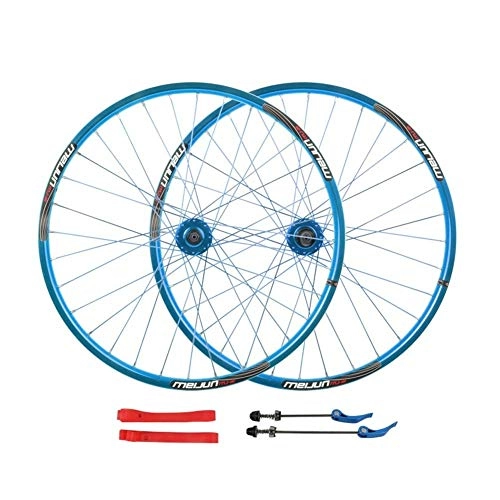 Mountain Bike Wheel : ZNND 26 Inch Mountain Cycling Wheel Set Hub Rims 32H Disc Brake Double Wall 2113g Load: 150kg (Color : Blue)