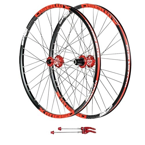 Mountain Bike Wheel : ZNND 26 Mountain Bike Wheelset, CNC Aluminum Alloy Double Wall Quick Release V-Brake Cycling Wheels Disc Brake 8 9 10 11 Speed 135mm (Color : Red, Size : 26inch)
