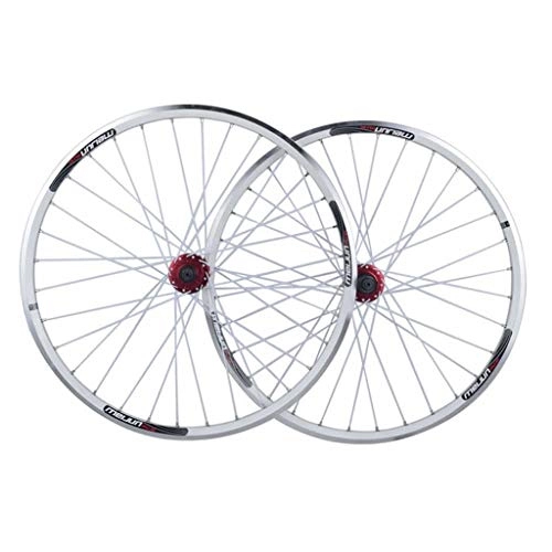 Mountain Bike Wheel : ZNND 26" Wheel Mountain Bike BLACK / WHITE DISC BRAKE Wheels, Alloy Sealed Bearings Hubs 7, 8, 9, 10 SPEED (Color : White, Size : 26inch)